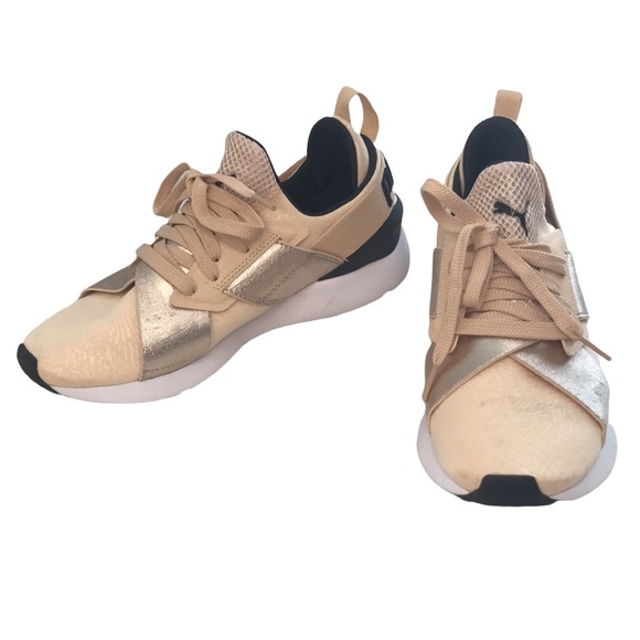 PUMA Muse Pink & Metallic Rose Gold Sneaker Running Shoes - Size 7.5 - Picture 12 of 12